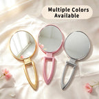 OEM/ODM Foldable Handheld Double Sided Round Makeup Mirror from Kaifam Manufacturing. Custom logo, Pantone colors, MOQ 100pcs, 15-day lead time. Request a free quote.