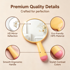 OEM/ODM Macaron Round Handheld Makeup Mirror from Kaifam Manufacturing. Custom logo, Pantone colors, MOQ 100pcs, 15-day lead time. Request a free quote.