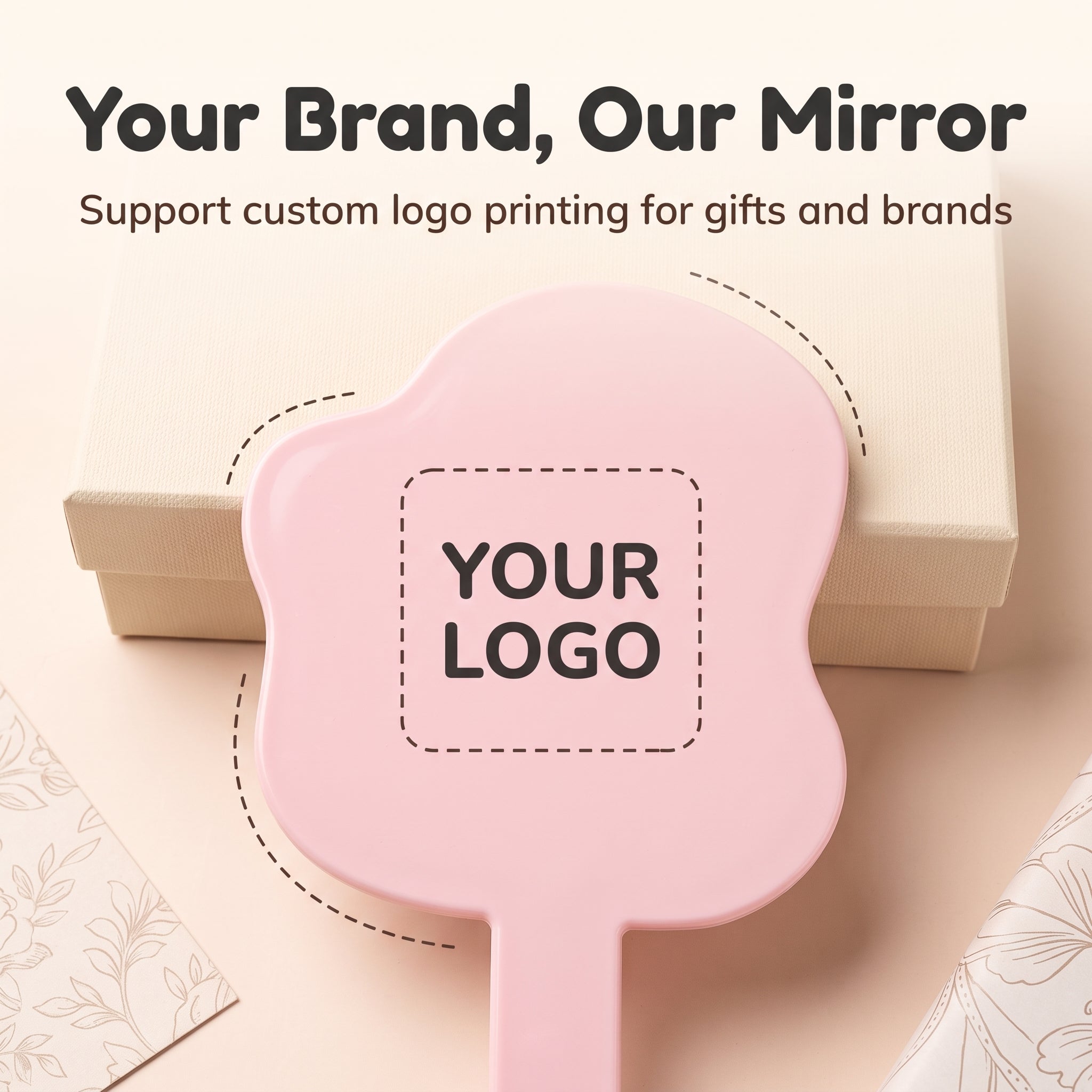 OEM/ODM Wavy Edge Long Handle Hand Mirror from Kaifam Manufacturing. Custom logo, Pantone colors, MOQ 100pcs, 15-day lead time. Request a free quote.