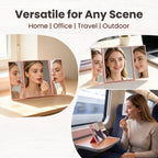 OEM/ODM Tri-Fold HD Makeup Mirror from Kaifam Manufacturing. Custom logo, Pantone colors, MOQ 100pcs, 15-day lead time. Request a free quote.
