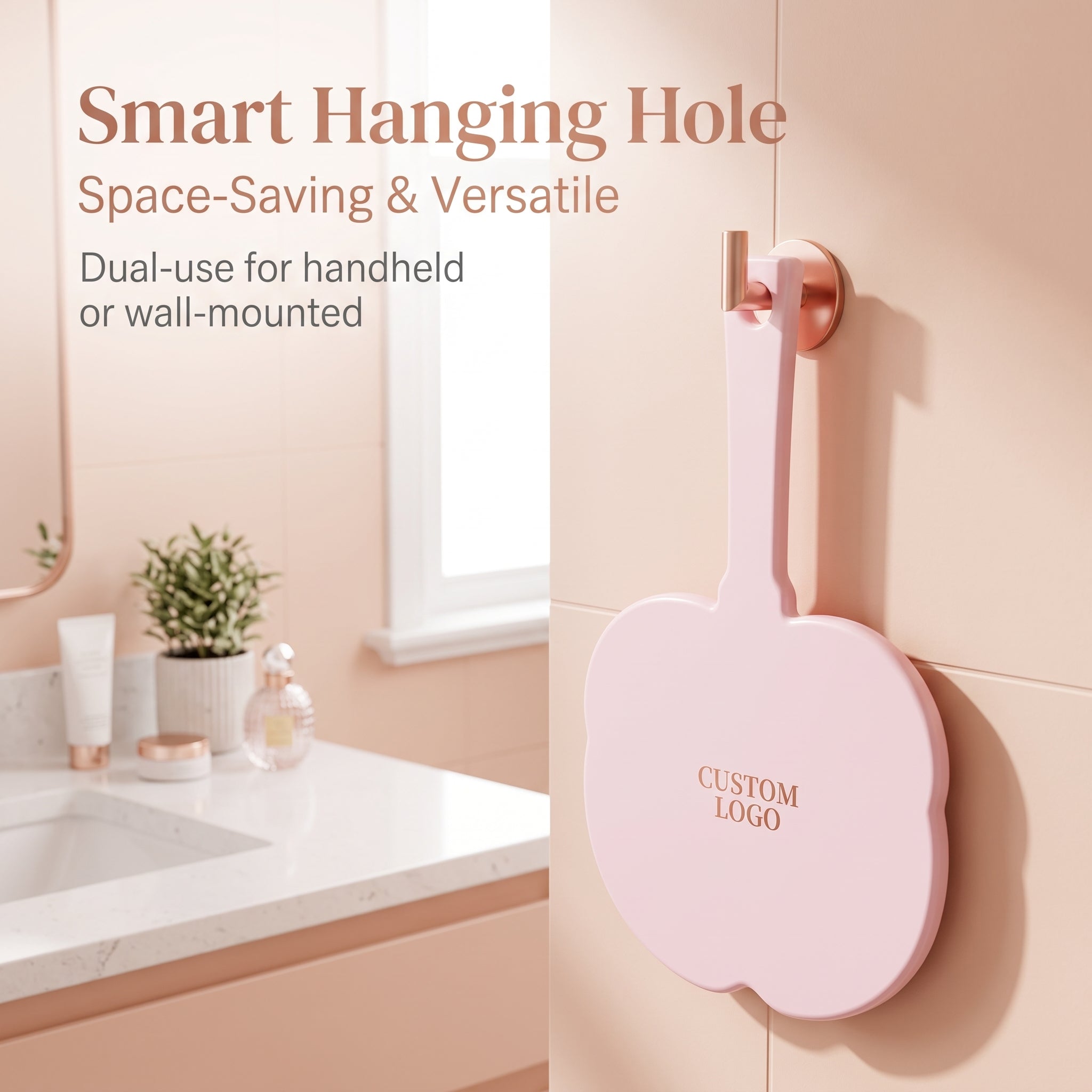 OEM/ODM Peach Shaped Hand Mirror from Kaifam Manufacturing. Custom logo, Pantone colors, MOQ 100pcs, 15-day lead time. Request a free quote.