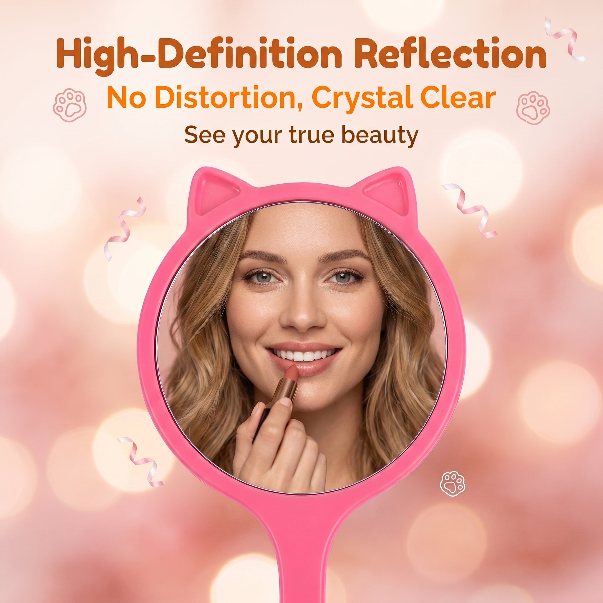 OEM/ODM Cat Ear Handheld Makeup Mirror from Kaifam Manufacturing. Custom logo, Pantone colors, MOQ 100pcs, 15-day lead time. Request a free quote.