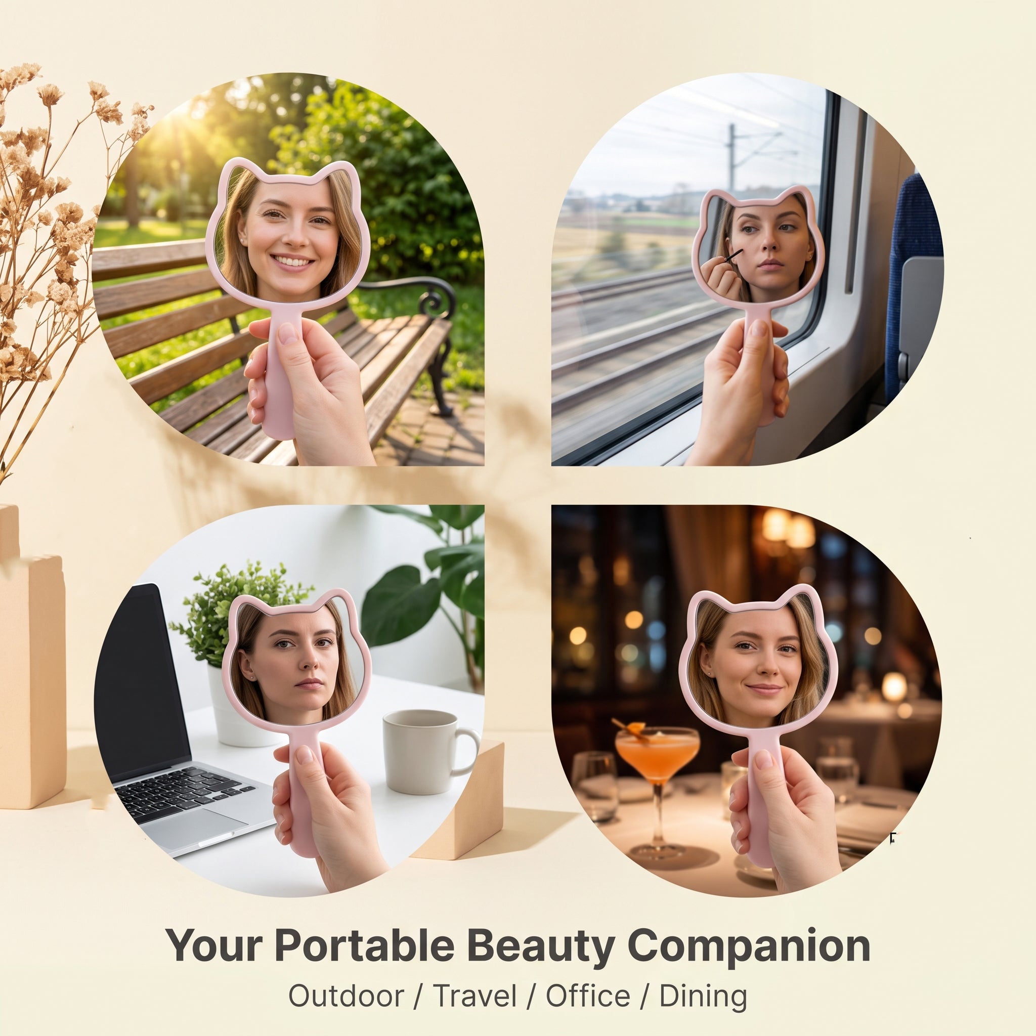 OEM/ODM Mini Cat Hand Mirror from Kaifam Manufacturing. Custom logo, Pantone colors, MOQ 100pcs, 15-day lead time. Request a free quote.
