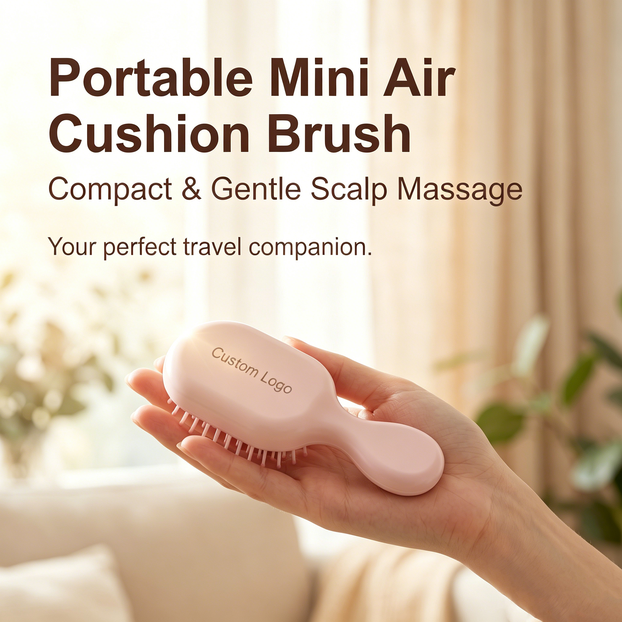 OEM/ODM Mini Airbag Comb from Kaifam Manufacturing. Custom logo, Pantone colors, MOQ 100pcs, 15-day lead time. Request a free quote.