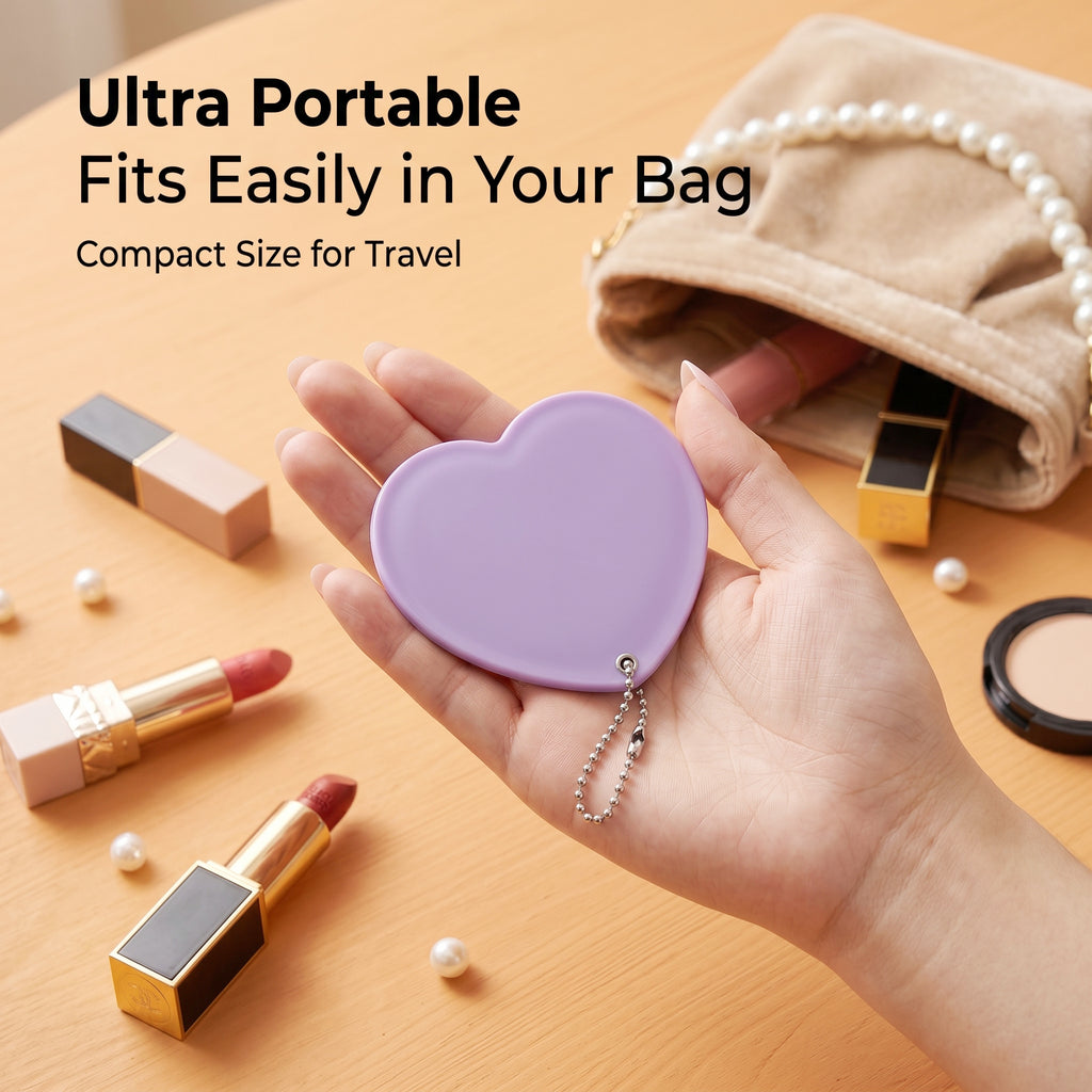 OEM/ODM Heart Shape Sliding Cover Double Sided Mirror from Kaifam Manufacturing. Custom logo, Pantone colors, MOQ 100pcs, 15-day lead time. Request a free quote.