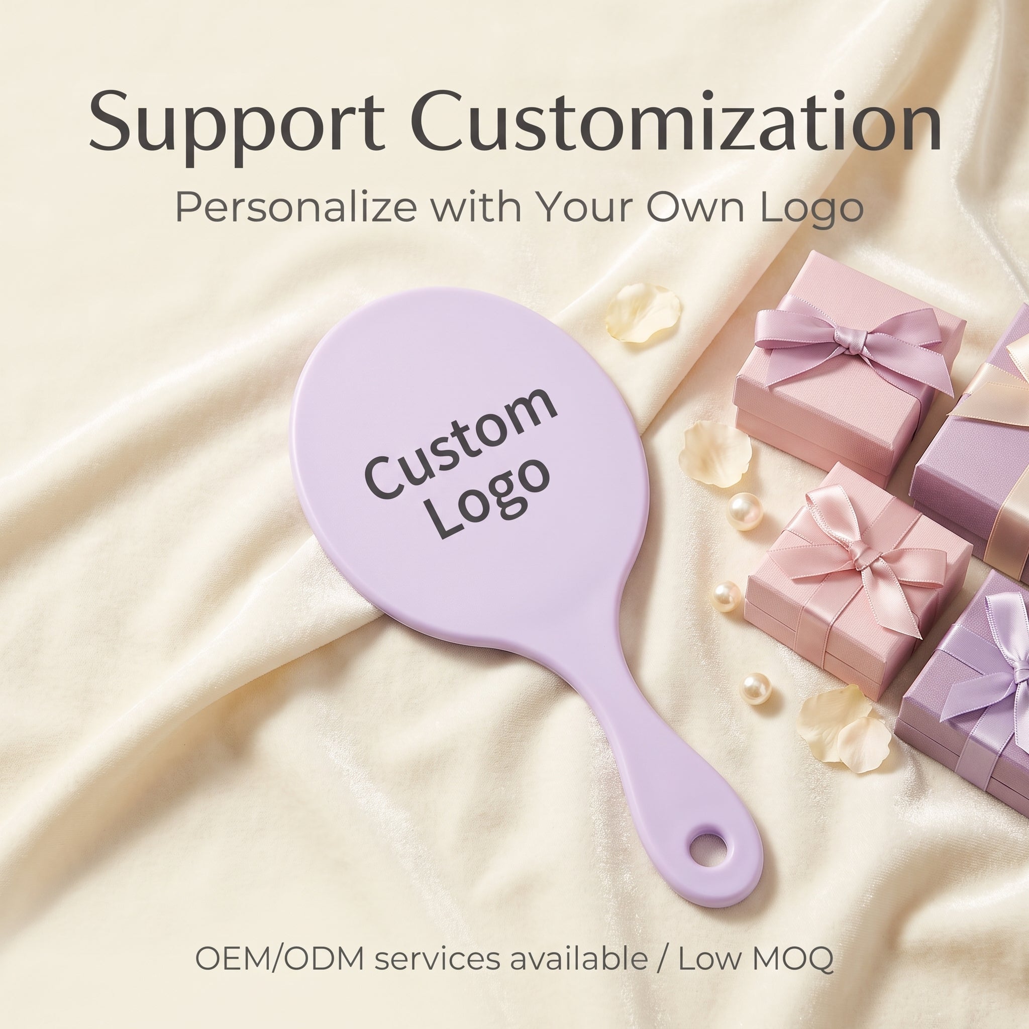 OEM/ODM Oval Hand Mirror from Kaifam Manufacturing. Custom logo, Pantone colors, MOQ 100pcs, 15-day lead time. Request a free quote.