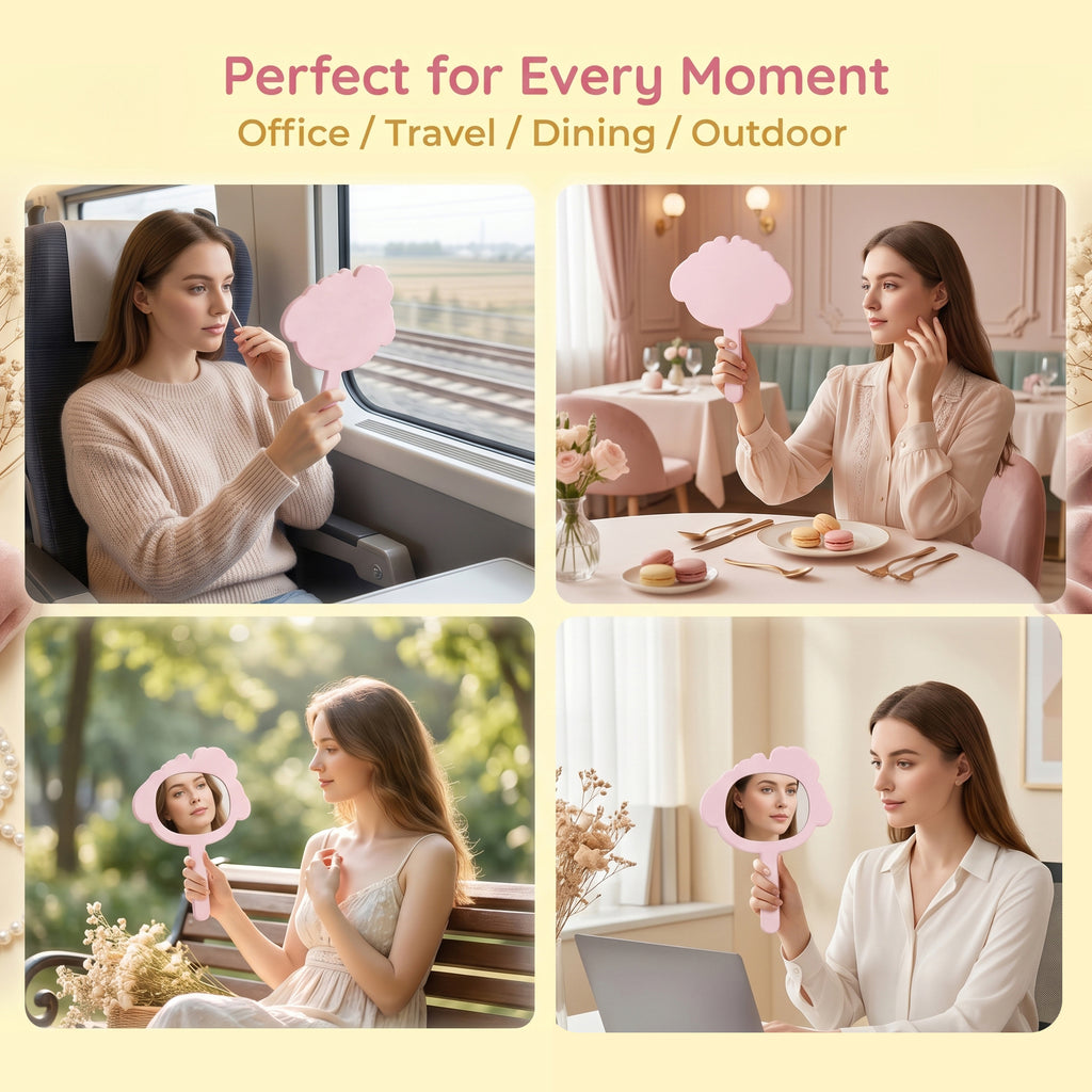 OEM/ODM Novelty Cloud Hand Mirror from Kaifam Manufacturing. Custom logo, Pantone colors, MOQ 100pcs, 15-day lead time. Request a free quote.
