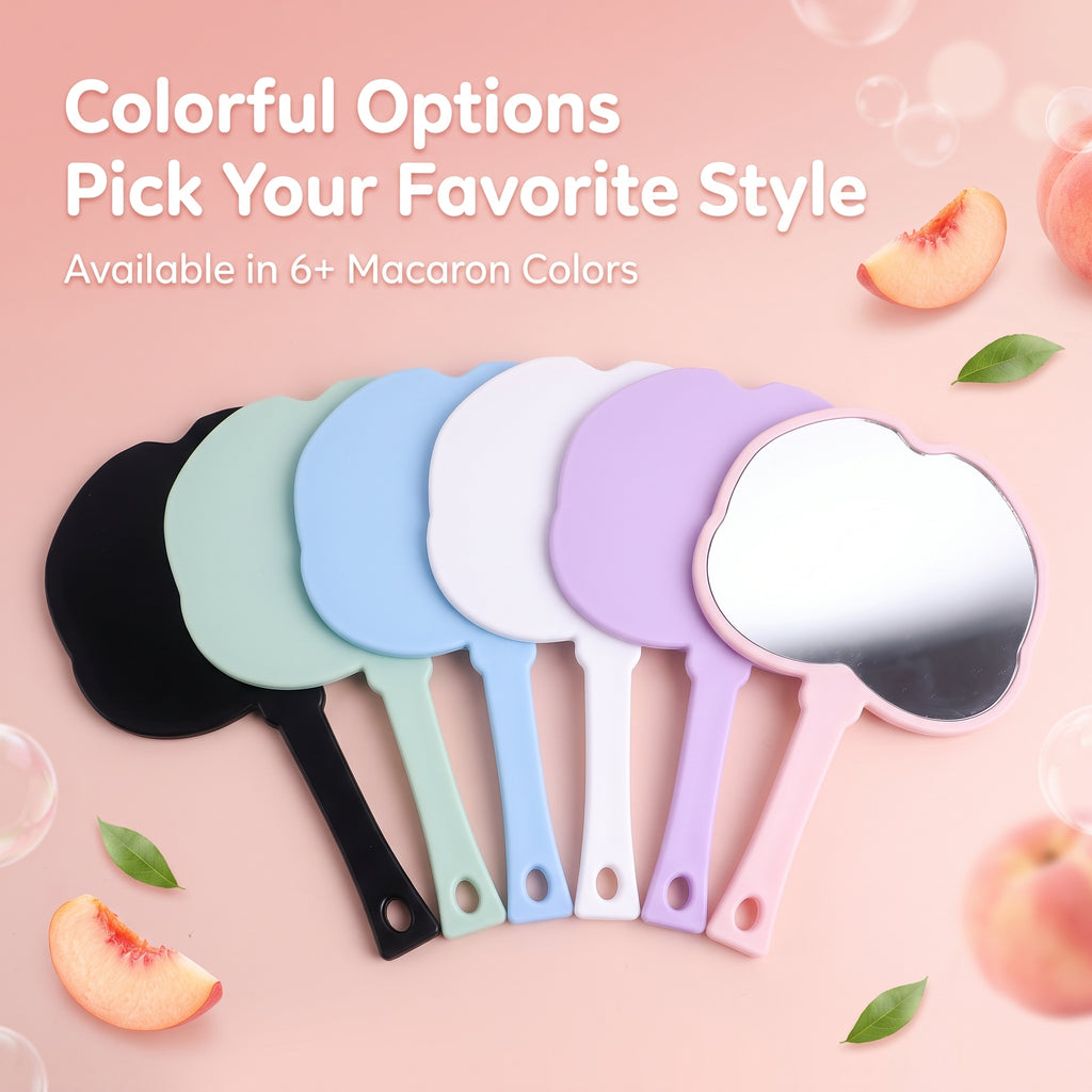 OEM/ODM Peach Shaped Hand Mirror from Kaifam Manufacturing. Custom logo, Pantone colors, MOQ 100pcs, 15-day lead time. Request a free quote.