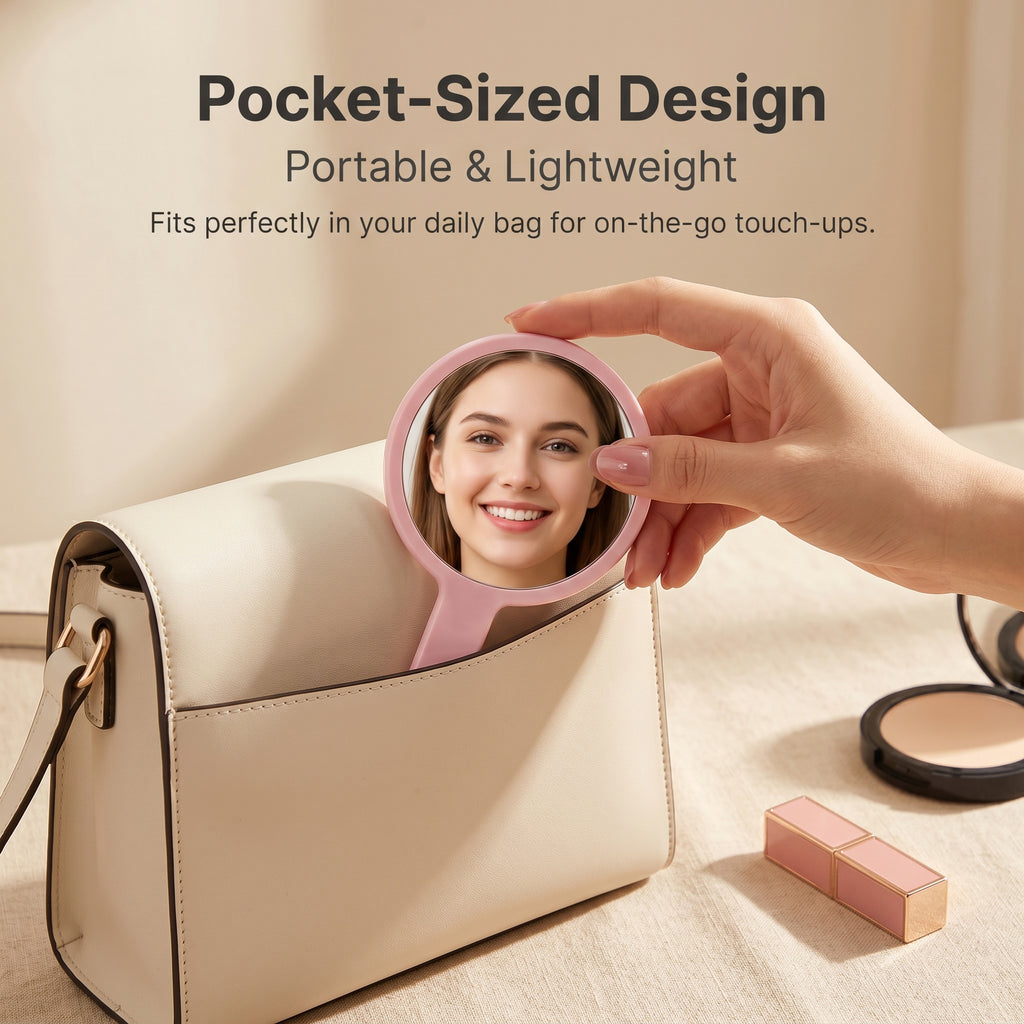 OEM/ODM Double-sided Hand Held Mirror from Kaifam Manufacturing. Custom logo, Pantone colors, MOQ 100pcs, 15-day lead time. Request a free quote.