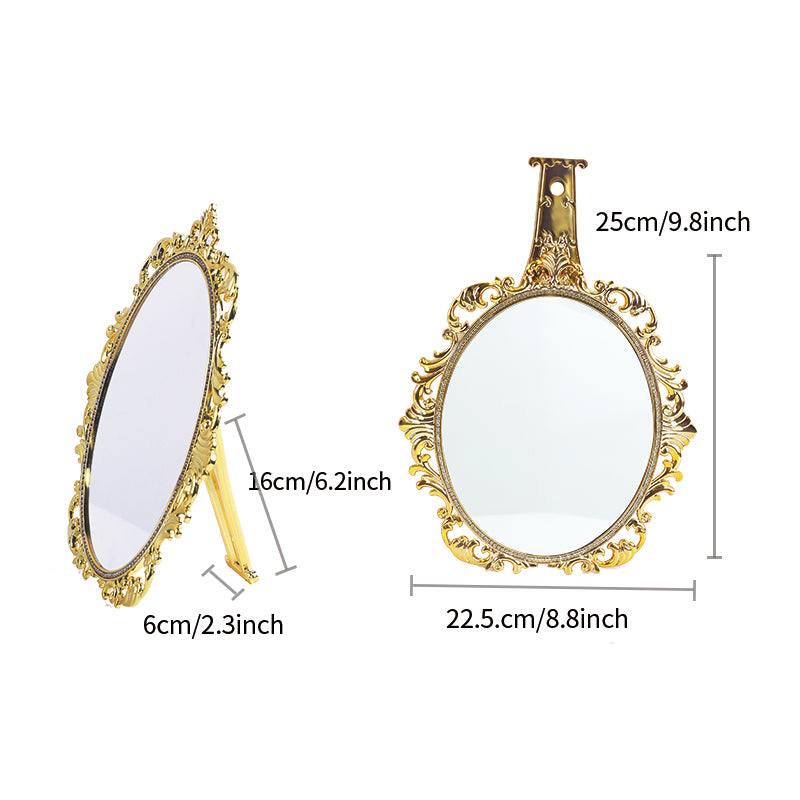 Retro carved table mirror, suitable for handheld use | Premium corporate gifts and custom-made presents | Available for wholesale and customization