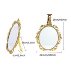 Retro carved table mirror, suitable for handheld use | Premium corporate gifts and custom-made presents | Available for wholesale and customization