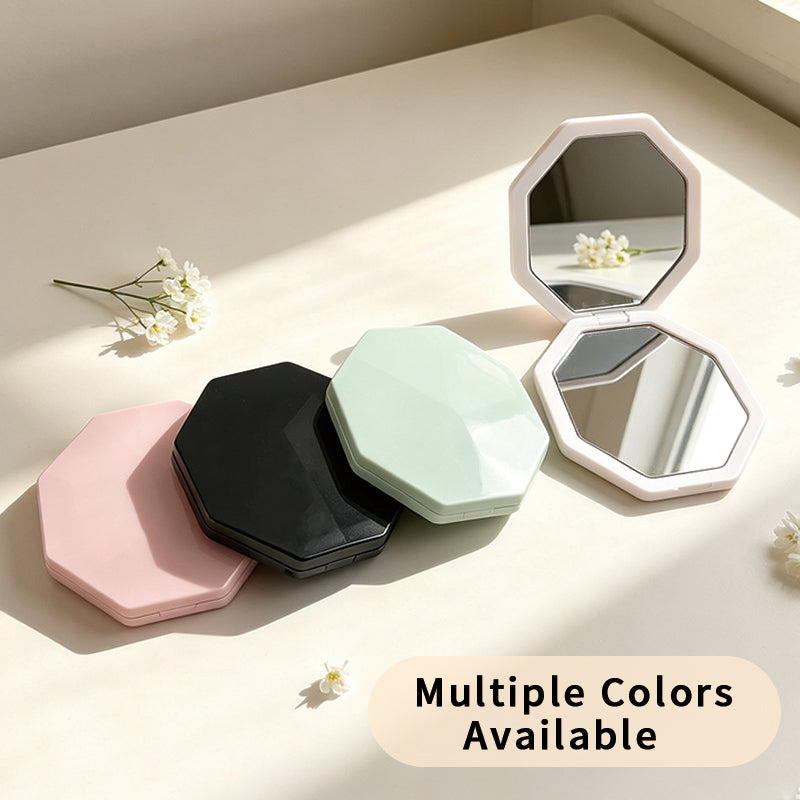 OEM/ODM Octagonal Dual-Sided Compact Mirror from Kaifam Manufacturing. Custom logo, Pantone colors, MOQ 100pcs, 15-day lead time. Request a free quote.
