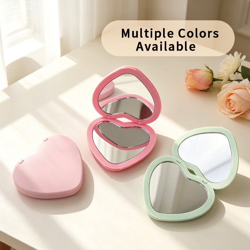 OEM/ODM ouble Sided Heart Compact Mirror from Kaifam Manufacturing. Custom logo, Pantone colors, MOQ 100pcs, 15-day lead time. Request a free quote.