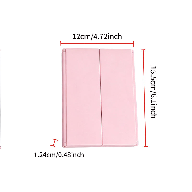OEM/ODM Tri-Fold HD Makeup Mirror from Kaifam Manufacturing. Custom logo, Pantone colors, MOQ 100pcs, 15-day lead time. Request a free quote.