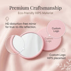OEM/ODM Round Single-Sided Mirror from Kaifam Manufacturing. Custom logo, Pantone colors, MOQ 100pcs, 15-day lead time. Request a free quote.