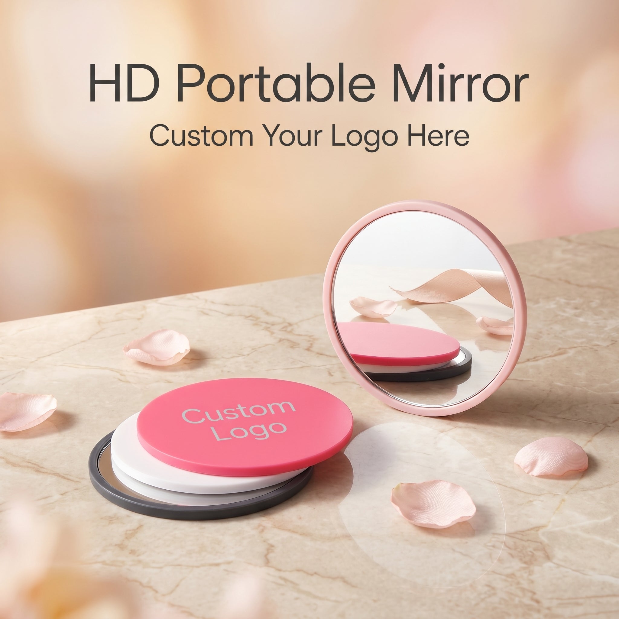 OEM/ODM Round Single-Sided Mirror from Kaifam Manufacturing. Custom logo, Pantone colors, MOQ 100pcs, 15-day lead time. Request a free quote.
