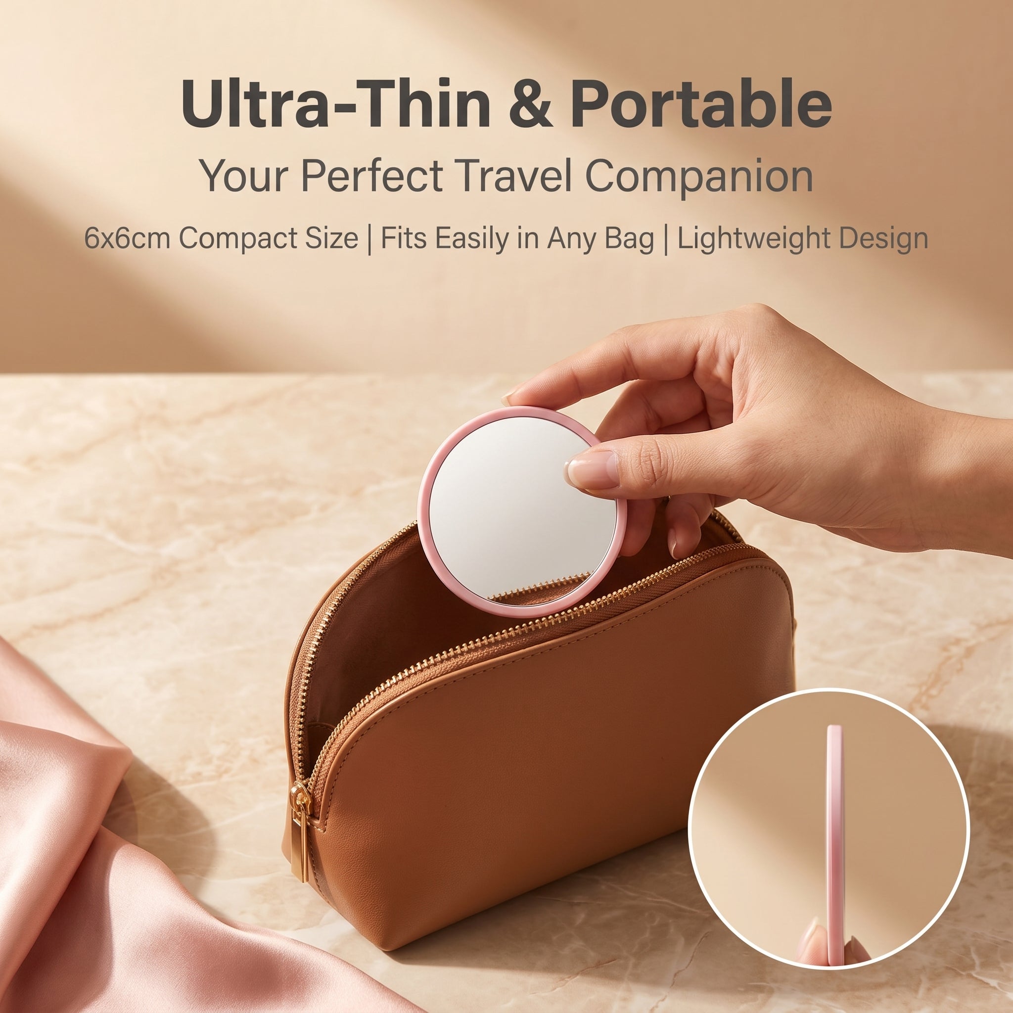 OEM/ODM Round Single-Sided Mirror from Kaifam Manufacturing. Custom logo, Pantone colors, MOQ 100pcs, 15-day lead time. Request a free quote.