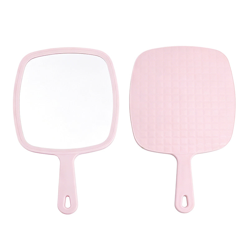 OEM/ODM Ins Style Large Square Handheld Cosmetic Mirror with Lattice Texture from Kaifam Manufacturing. Custom logo, Pantone colors, MOQ 100pcs, 15-day lead time. Request a free quote.