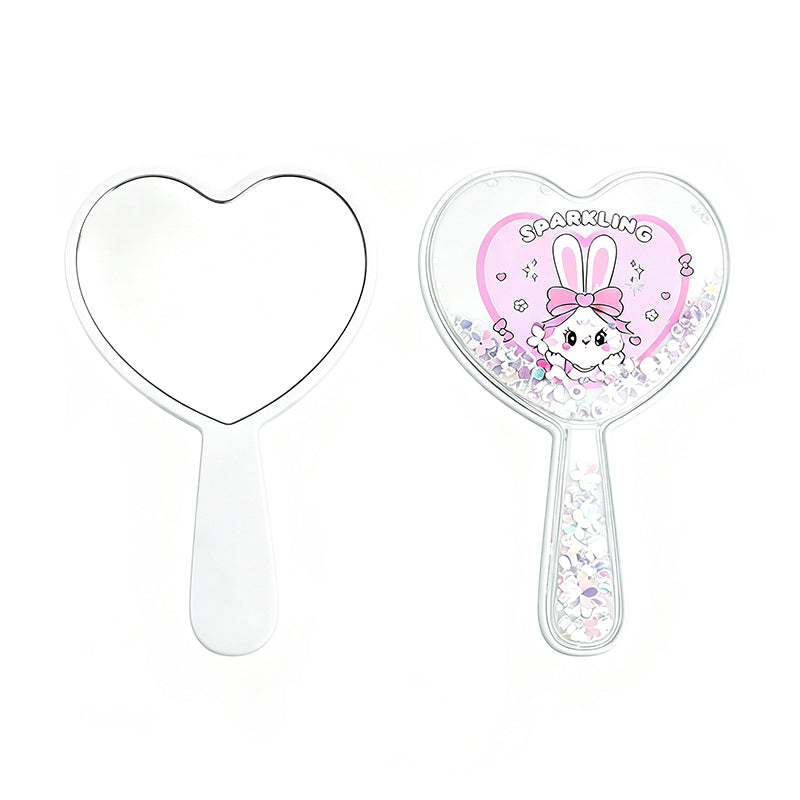 OEM/ODM Heart Quicksand Handheld Mirror from Kaifam Manufacturing. Custom logo, Pantone colors, MOQ 100pcs, 15-day lead time. Request a free quote.