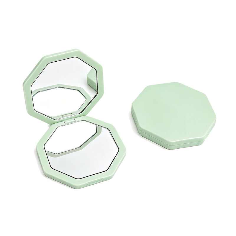 OEM/ODM Octagonal Dual-Sided Compact Mirror from Kaifam Manufacturing. Custom logo, Pantone colors, MOQ 100pcs, 15-day lead time. Request a free quote.