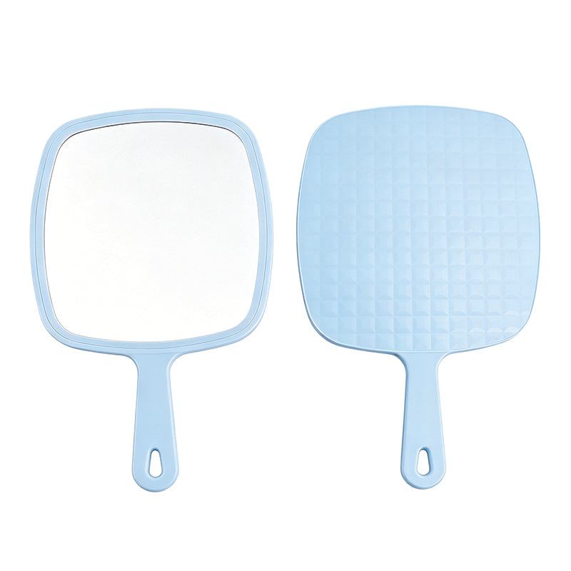 OEM/ODM Ins Style Large Square Handheld Cosmetic Mirror with Lattice Texture from Kaifam Manufacturing. Custom logo, Pantone colors, MOQ 100pcs, 15-day lead time. Request a free quote.