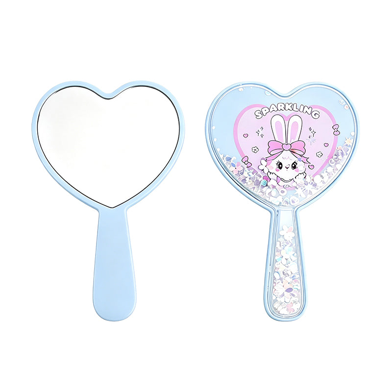 OEM/ODM Heart Quicksand Handheld Mirror from Kaifam Manufacturing. Custom logo, Pantone colors, MOQ 100pcs, 15-day lead time. Request a free quote.