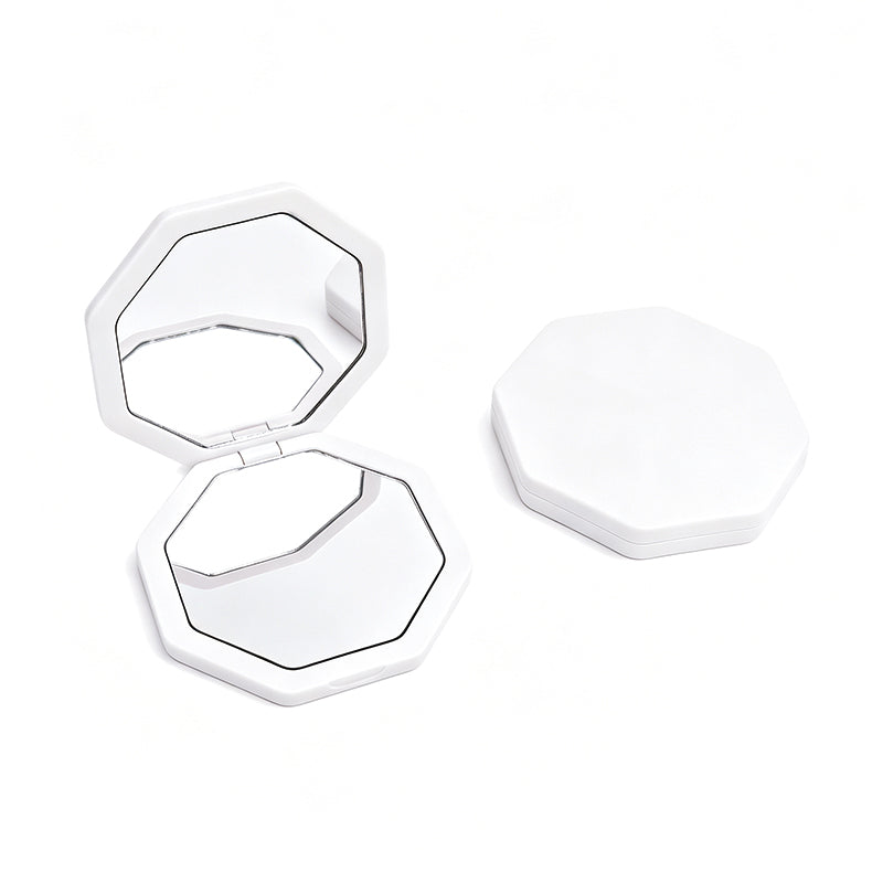 OEM/ODM Octagonal Dual-Sided Compact Mirror from Kaifam Manufacturing. Custom logo, Pantone colors, MOQ 100pcs, 15-day lead time. Request a free quote.