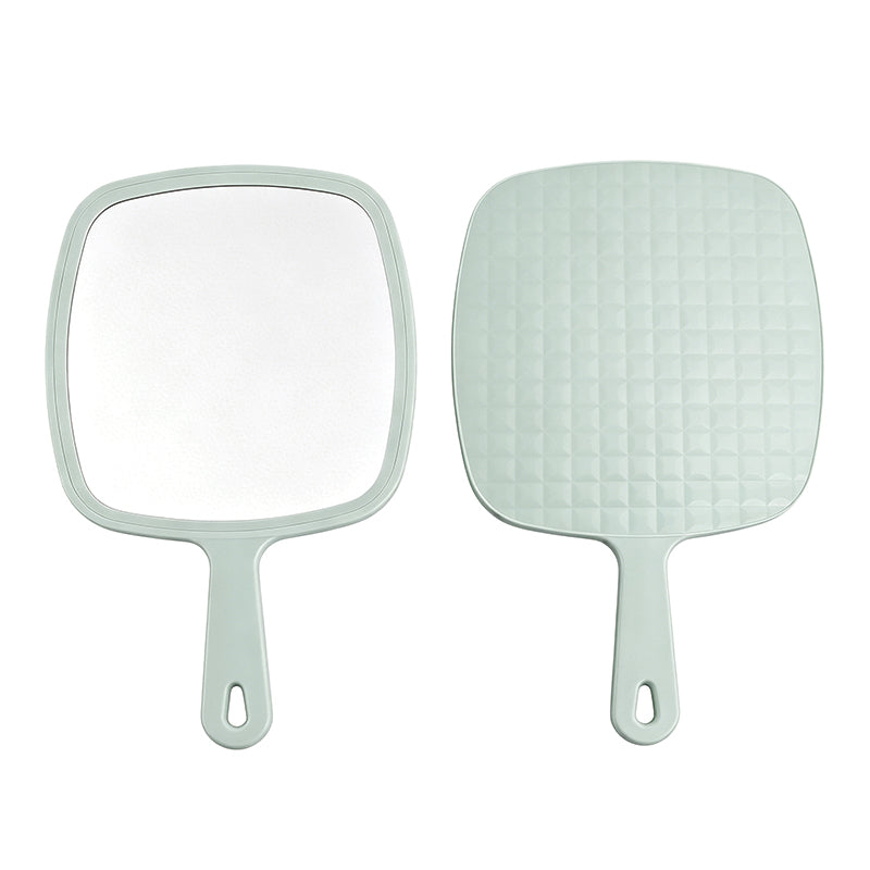 OEM/ODM Ins Style Large Square Handheld Cosmetic Mirror with Lattice Texture from Kaifam Manufacturing. Custom logo, Pantone colors, MOQ 100pcs, 15-day lead time. Request a free quote.