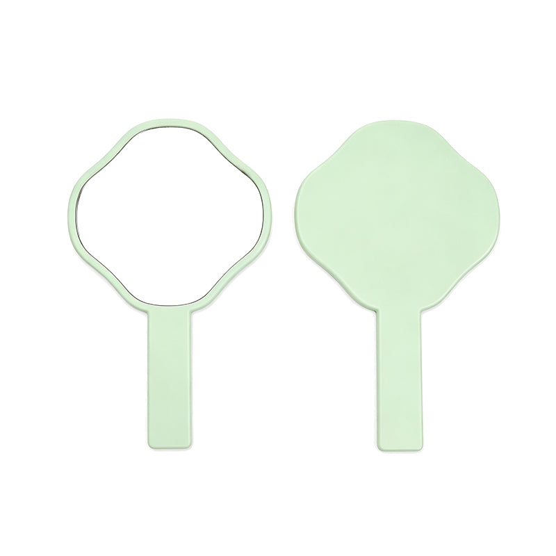 OEM/ODM Clover Irregular Hand Mirror from Kaifam Manufacturing. Custom logo, Pantone colors, MOQ 100pcs, 15-day lead time. Request a free quote.