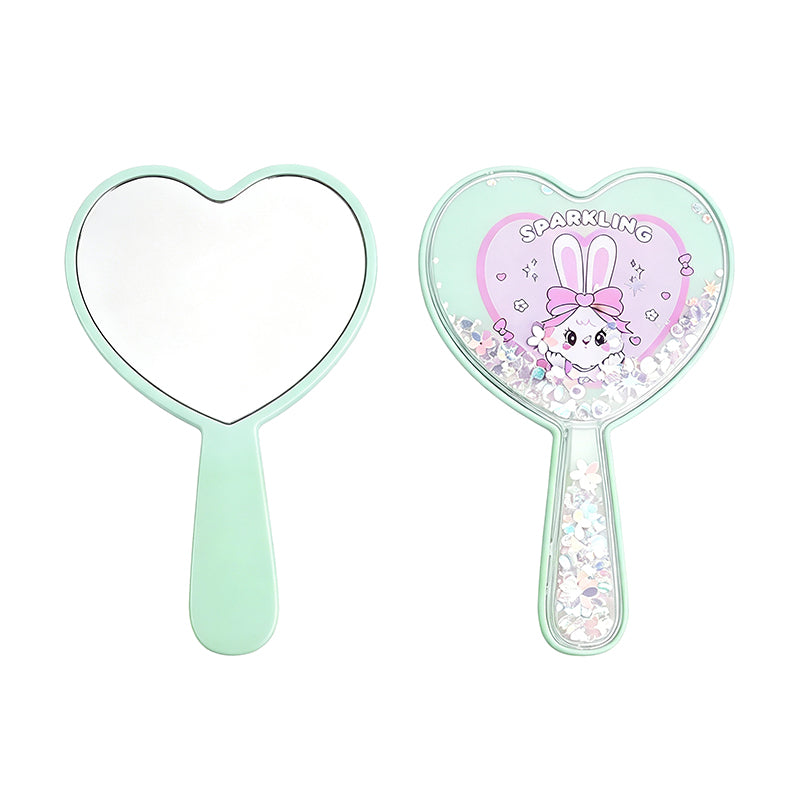 OEM/ODM Heart Quicksand Handheld Mirror from Kaifam Manufacturing. Custom logo, Pantone colors, MOQ 100pcs, 15-day lead time. Request a free quote.