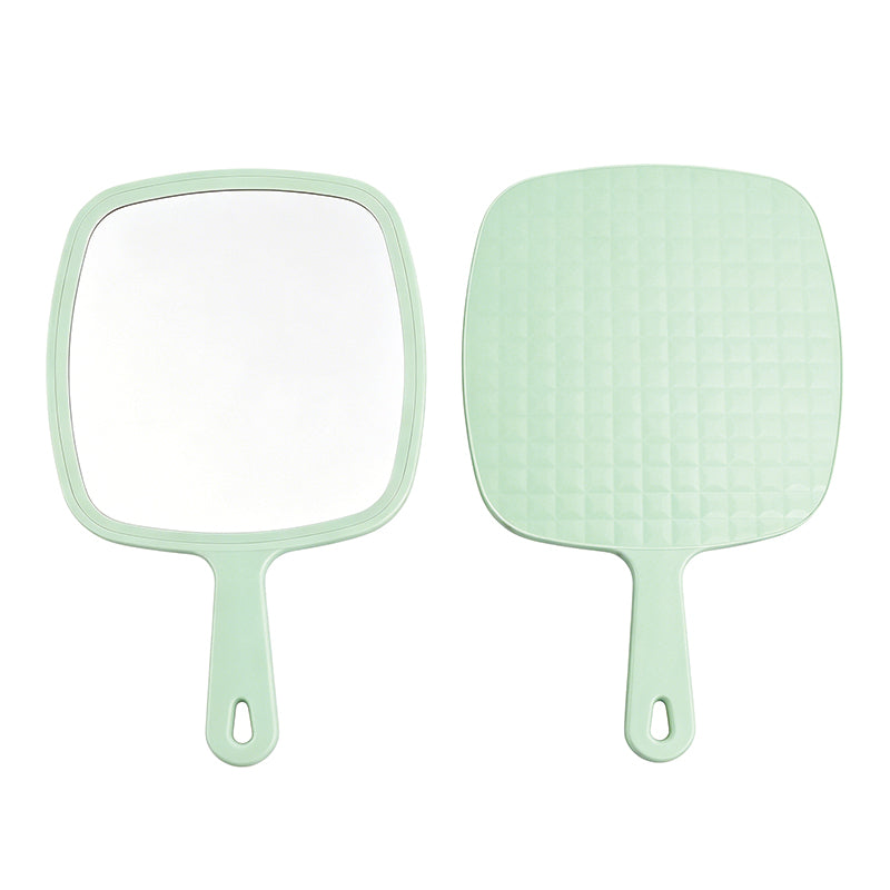 OEM/ODM Ins Style Large Square Handheld Cosmetic Mirror with Lattice Texture from Kaifam Manufacturing. Custom logo, Pantone colors, MOQ 100pcs, 15-day lead time. Request a free quote.