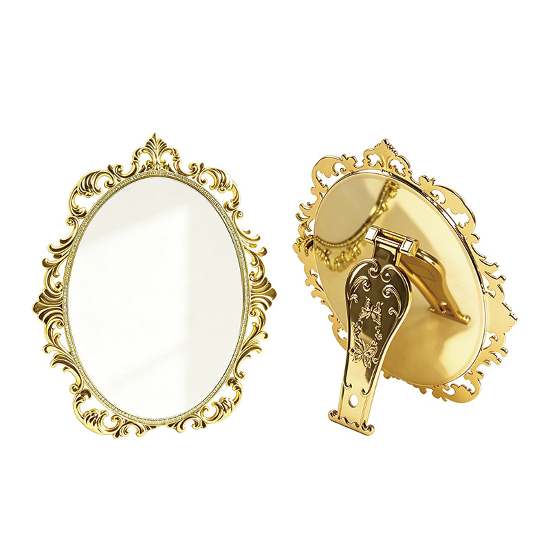 Retro carved table mirror, suitable for handheld use | Premium corporate gifts and custom-made presents | Available for wholesale and customization