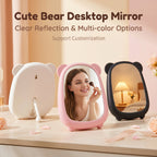 OEM/ODM Cute Bear Desktop Mirror from Kaifam Manufacturing. Custom logo, Pantone colors, MOQ 100pcs, 15-day lead time. Request a free quote.
