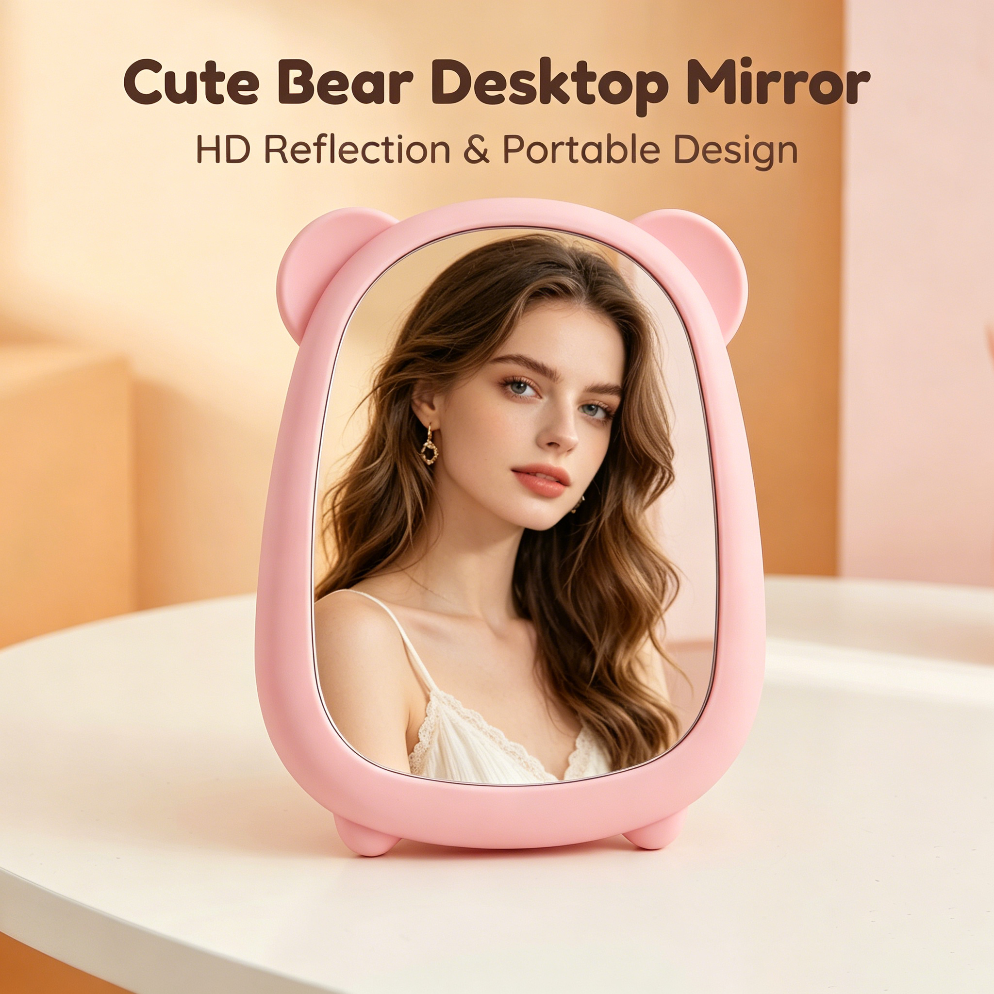 OEM/ODM Cute Bear Desktop Mirror from Kaifam Manufacturing. Custom logo, Pantone colors, MOQ 100pcs, 15-day lead time. Request a free quote.