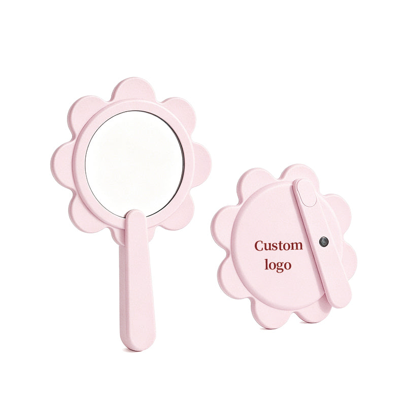 OEM/ODM Swivel Flower Vanity Hand Mirror from Kaifam Manufacturing. Custom logo, Pantone colors, MOQ 100pcs, 15-day lead time. Request a free quote.
