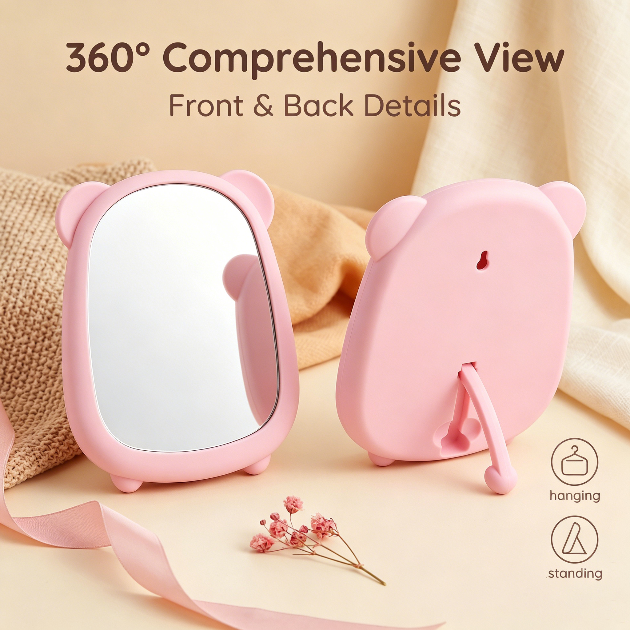 OEM/ODM Cute Bear Desktop Mirror from Kaifam Manufacturing. Custom logo, Pantone colors, MOQ 100pcs, 15-day lead time. Request a free quote.