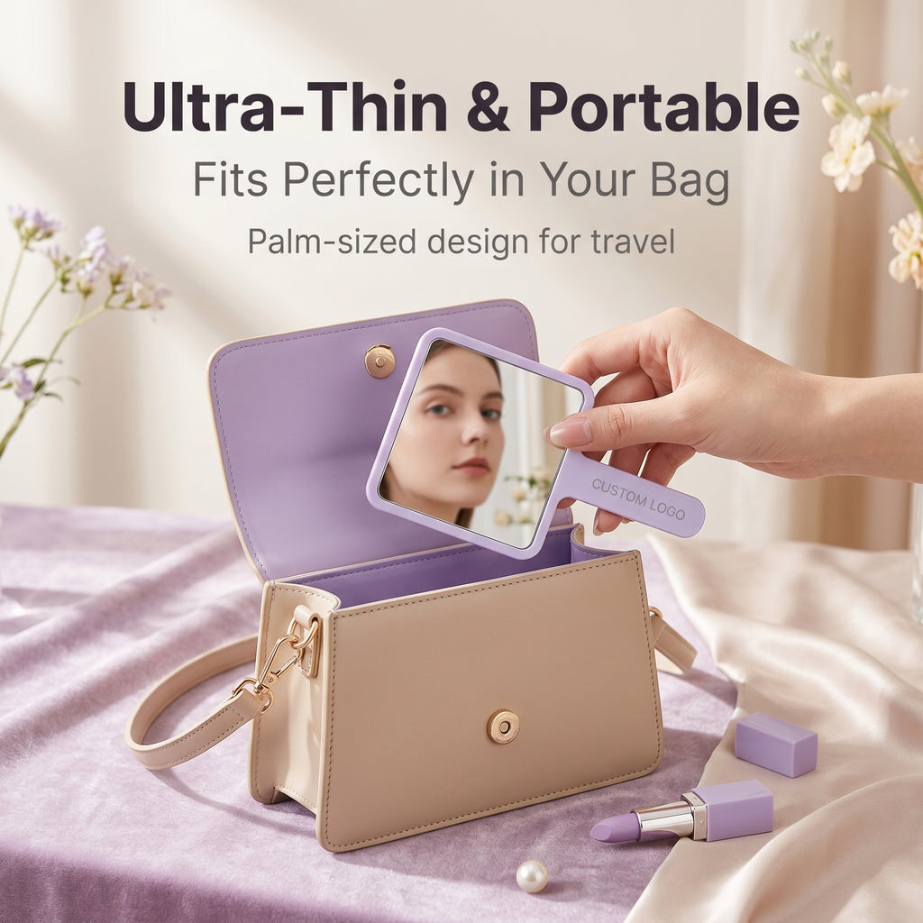 Custom Handheld Makeup Mirror KF-7.5*13.3cm | Personal Customization Available