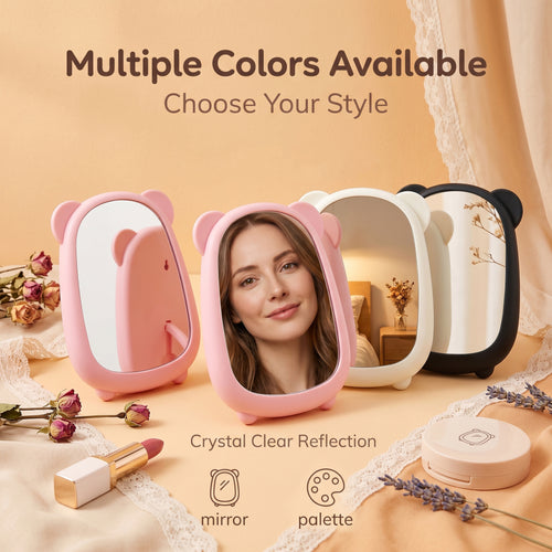 OEM/ODM Cute Bear Desktop Mirror from Kaifam Manufacturing. Custom logo, Pantone colors, MOQ 100pcs, 15-day lead time. Request a free quote.